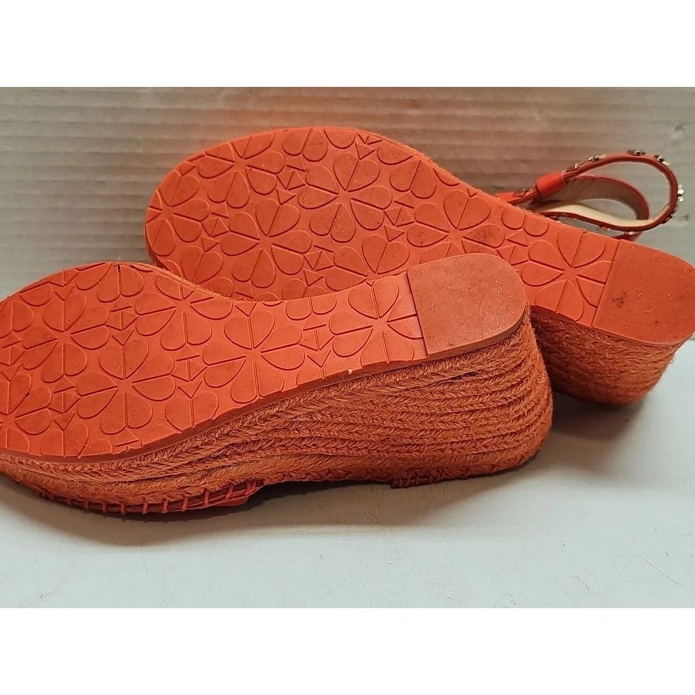 Kate Spade New York Frenchy Espadrille Wedge Sandal 6.5B coral tamarillo